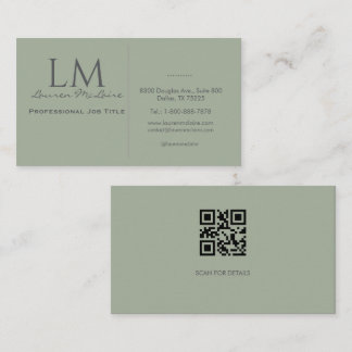 Classic Sage Green QR Code Business Branding 名刺
