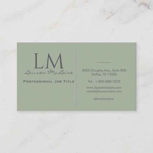 Classic Sage Green QR Code Business Branding 名刺 (正面)