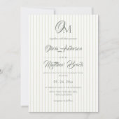 Classic Sage Green Stripe Wedding 招待状 (正面)