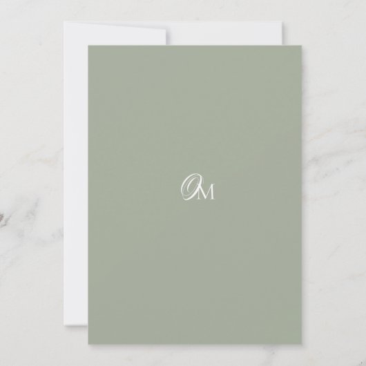 Classic Sage Green Stripe Wedding 招待状 (裏面)