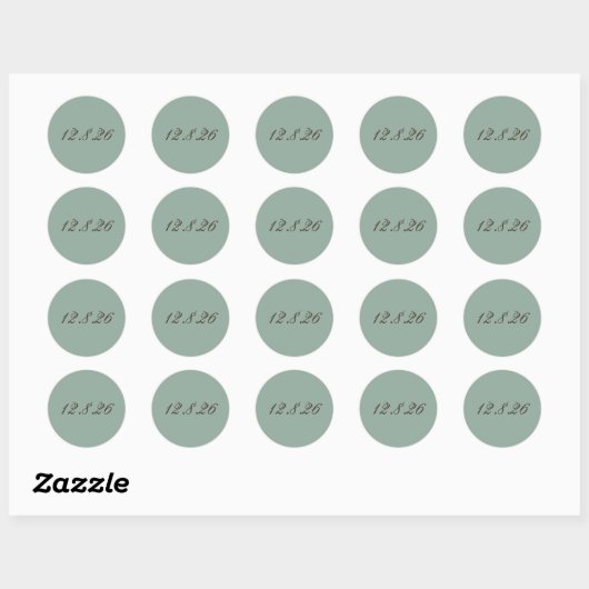 Classic Sage Green Wedding Envelope Seals ラウンドシール (シート)