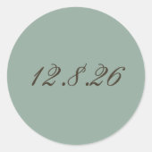 Classic Sage Green Wedding Envelope Seals ラウンドシール (正面)