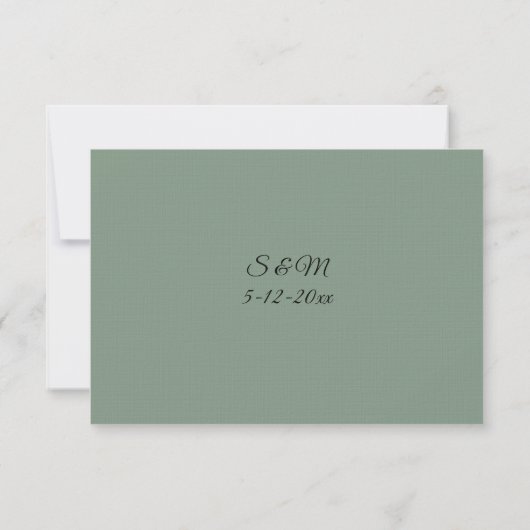 Classic Sage Green Wedding RSVP card (裏面)