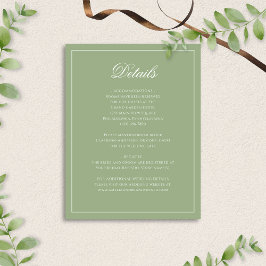 Classic Sage Green & White Border Wedding Details エンクロージャーカード