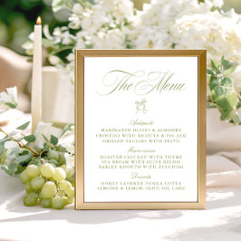 Classic Sage Green & White Bow Wedding Menu