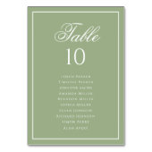 Classic Sage Green & White Wedding Seating Chart テーブルナンバー (正面)