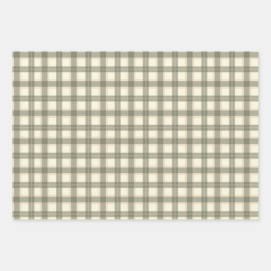 Classic Sage Tartan Wrapping Paper Sheet Set ラッピングペーパーシート (正面3)