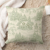 Classic Sage Winter Countryside Toile Pattern クッション (ブランケット)