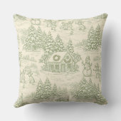 Classic Sage Winter Countryside Toile Pattern クッション (裏面)