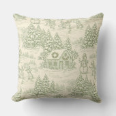 Classic Sage Winter Countryside Toile Pattern クッション (正面)