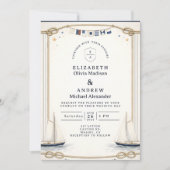 Classic Sailboat Coastal Wedding 招待状 (正面)