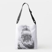 Classic Sailboat Sketch Nautical Tote Bag クロスボディバッグ (裏面)