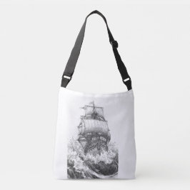 Classic Sailboat Sketch Nautical Tote Bag クロスボディバッグ