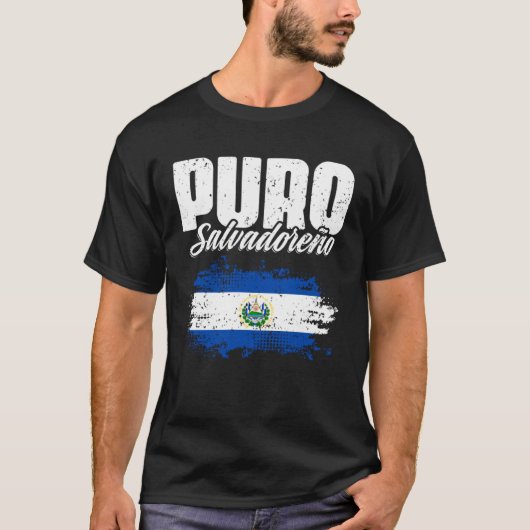 Classic Salvadorian Flag Puro Salvadoreño El Salva Tシャツ (正面)