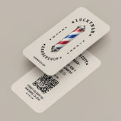 Classic Sand Red White Blue Barber Pole Barbershop 名刺