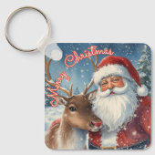 Classic Santa and Reindeer Keychain | Merry Christ キーホルダー (正面)