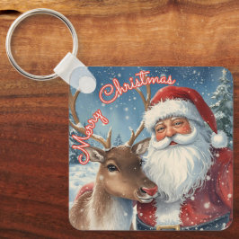 Classic Santa and Reindeer Keychain | Merry Christ キーホルダー