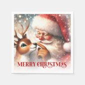 Classic Santa and Rudolph Christmas Dinner Party  スタンダードカクテルナプキン (正面)