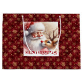 Classic Santa and Rudolph Kids Christmas Party  ラージペーパーバッグ (正面)