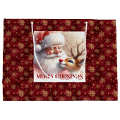 Classic Santa and Rudolph Kids Christmas Party  ラージペーパーバッグ (裏面)