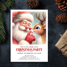 Classic Santa and Rudolph Xmas Party Invitation 招待状