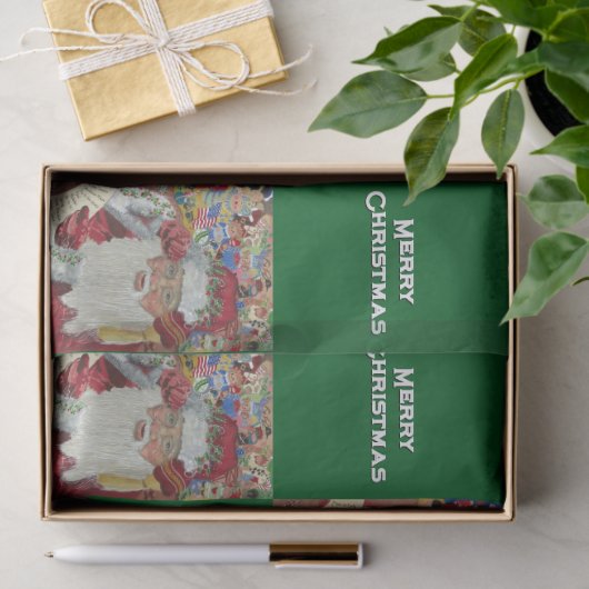 Classic Santa - Checking It Twice Holiday Green 薄葉紙 (ギフト)
