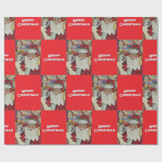 Classic Santa - Checking It Twice Holiday Red ラッピングペーパー
