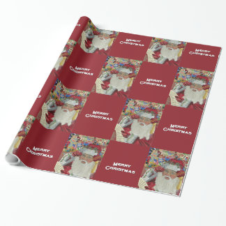 Classic Santa - Checking It Twice Merry Christmas ラッピングペーパー