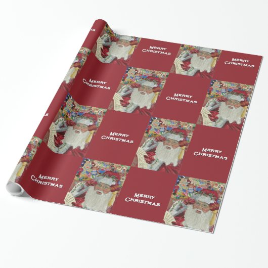 Classic Santa - Checking It Twice Merry Christmas ラッピングペーパー (アンロールド)
