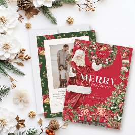 Classic Santa Claus Christmas Tree Photo シーズンカード