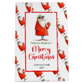 Classic Santa Claus fun festive holiday gift bag ミディアムペーパーバッグ (正面)