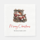 Classic Santa Claus Modern Cozy Christmas Napkins スタンダードランチョンナプキン (正面)