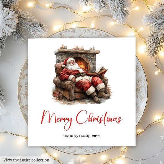 Classic Santa Claus Modern Cozy Christmas Napkins スタンダードランチョンナプキン