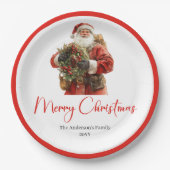 Classic Santa Claus Modern Cozy Christmas Plate ペーパープレート (正面)