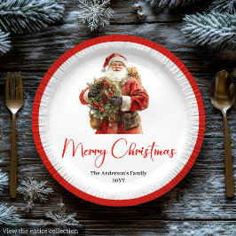 Classic Santa Claus Modern Cozy Christmas Plate ペーパープレート