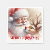 Classic Santa Claus Rudolph Holiday Party Dinner  スタンダードカクテルナプキン (正面)