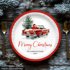 Classic Santa Claus Script Font Festive Dinner  ペーパープレート
