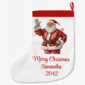 Classic Santa Claus Watercolor Modern Holiday  ラージクリスマスストッキング (裏面)