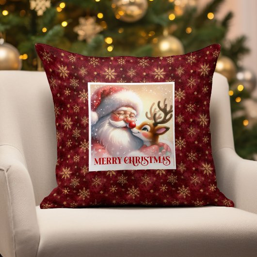Classic Santa Rudolph Christmas Throw Pillow Desig クッション