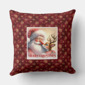Classic Santa Rudolph Christmas Throw Pillow Desig クッション (裏面)