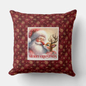 Classic Santa Rudolph Christmas Throw Pillow Desig クッション (正面)
