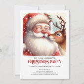 Classic Santa Rudolph Cozy Christmas Eve Family  招待状 (正面)