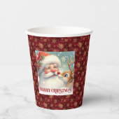 Classic Santa Rudolph Cute Christmas Paper Cup Art 紙コップ (正面)