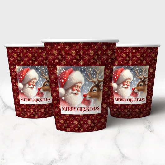 Classic Santa Rudolph Cute Holiday Party Drink Cup 紙コップ