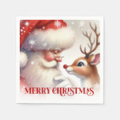 Classic Santa Rudolph Festive Dinner Set スタンダードカクテルナプキン (正面)