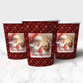 Classic Santa Rudolph Funny Cartoon Christmas Cups 紙コップ