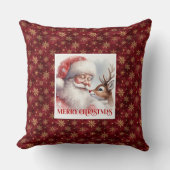 Classic Santa Rudolph Holiday Pillow Christmas クッション (正面)