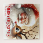 Classic Santa Rudolph Personalized Christmas Kids  ジグソーパズル (横)