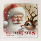 Classic Santa Rudolph Personalized Christmas Kids  ジグソーパズル (縦)