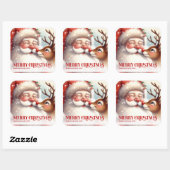 Classic Santa Rudolph Personalized Christmas Kids  スクエアシール (シート)